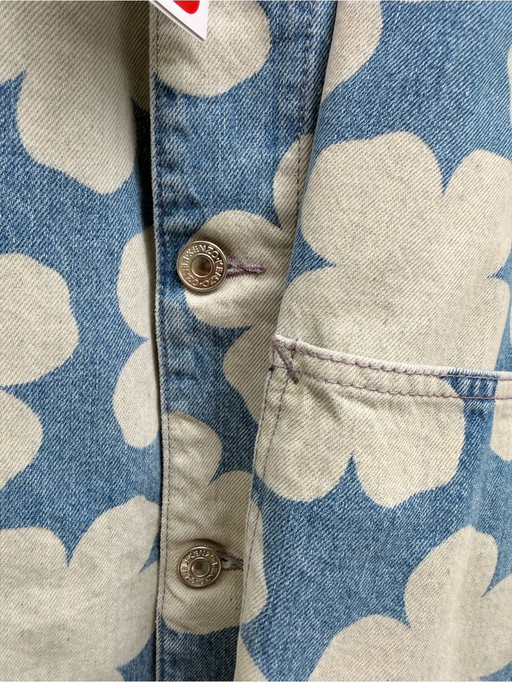Kenzo Blue and Cream Floral Patchwork Button-Down Shirt Jacket - Picture 7 of 11